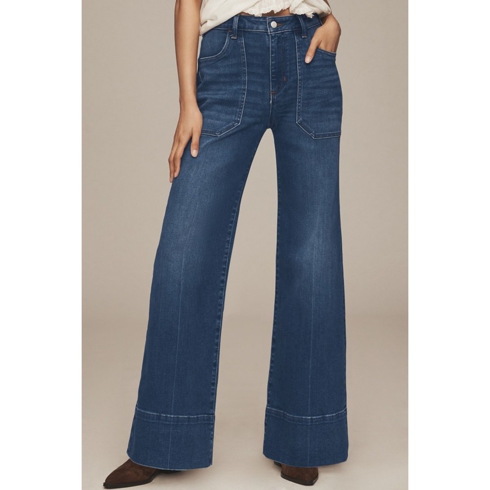 Pilcro Curvy Rylan Relaxed High-Rise Flare Jeans Sz 32 Outer Pockets